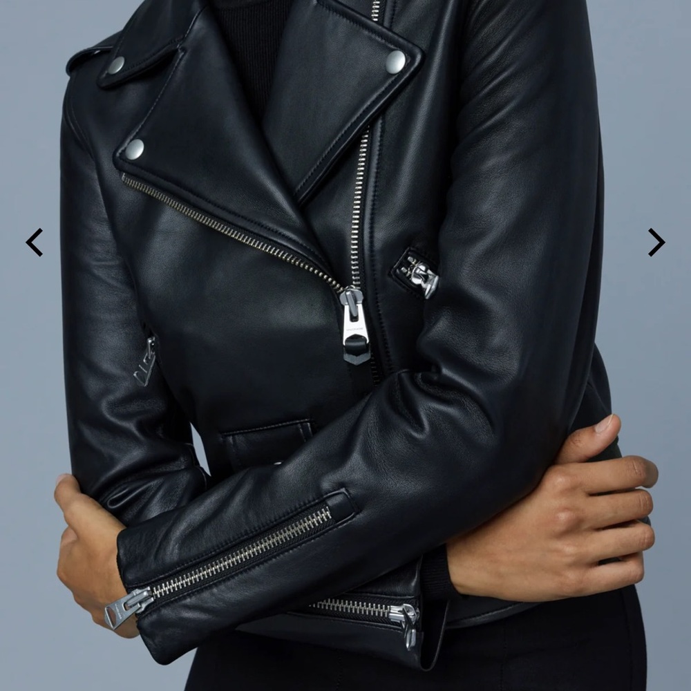 Brand New MACKAGE Black Leather Biker Jacket